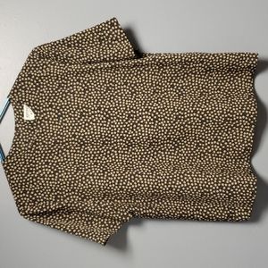 Vintage Kasper and Company Printed Black and Tan Blouse Women's 10